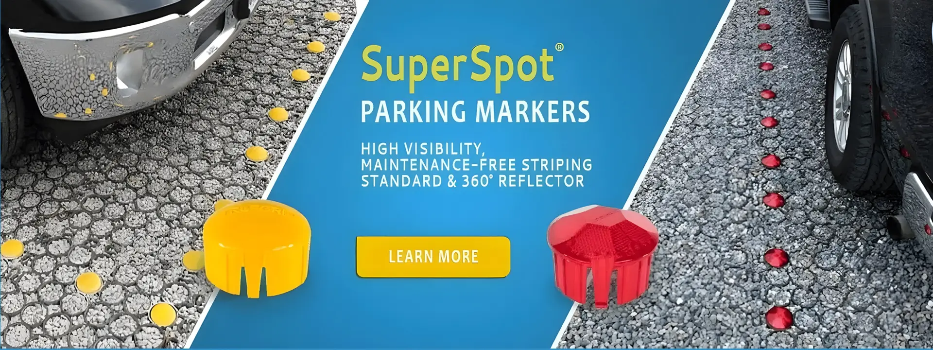 A banner with different types of parking markers.